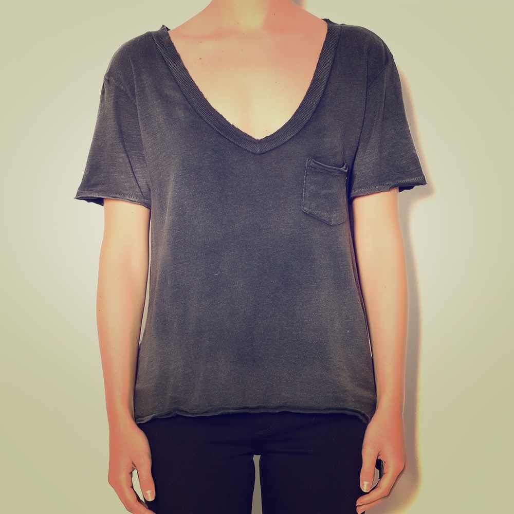 Free People Faded Black VNeck Tee!